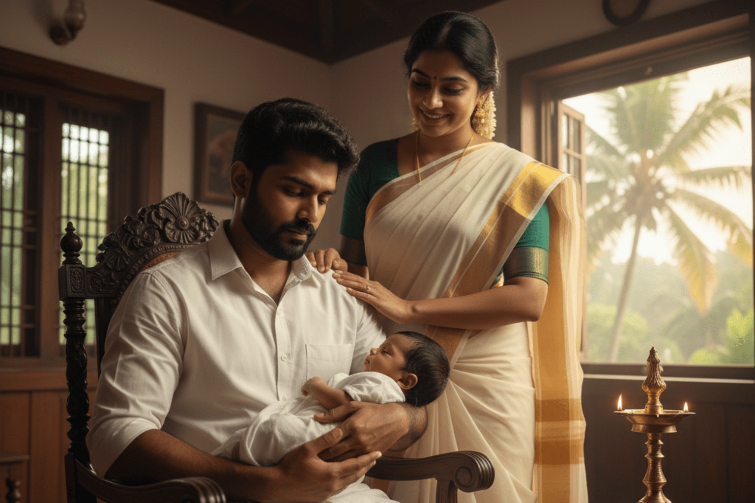 A supportive father bonding with his family, highlighting the importance of mental health care for new dads.